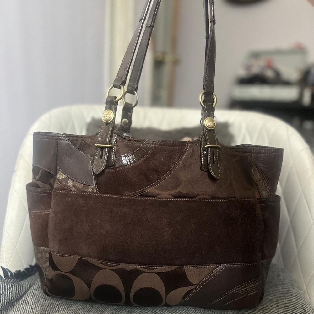 Coach Brown Leather Patchwork Tote - image 2